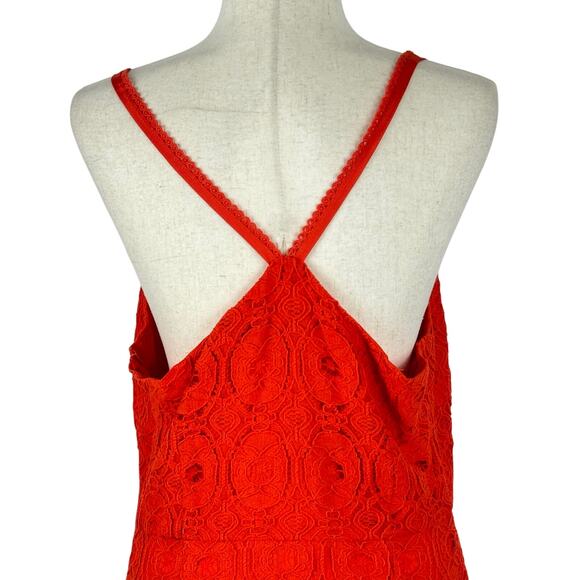 BETSEY JOHNSON EYELET V-NECK SLEEVELESS MINI DRESS IN SPICY ORANGE SIZE LARGE - Picture 4 of 16